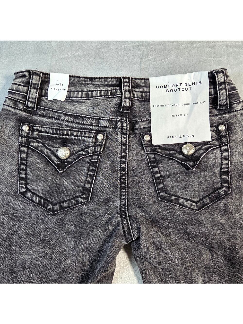 Fire & Rain Womens‎ Blk Acid Wash sz 13 Low Rise Bootcut
